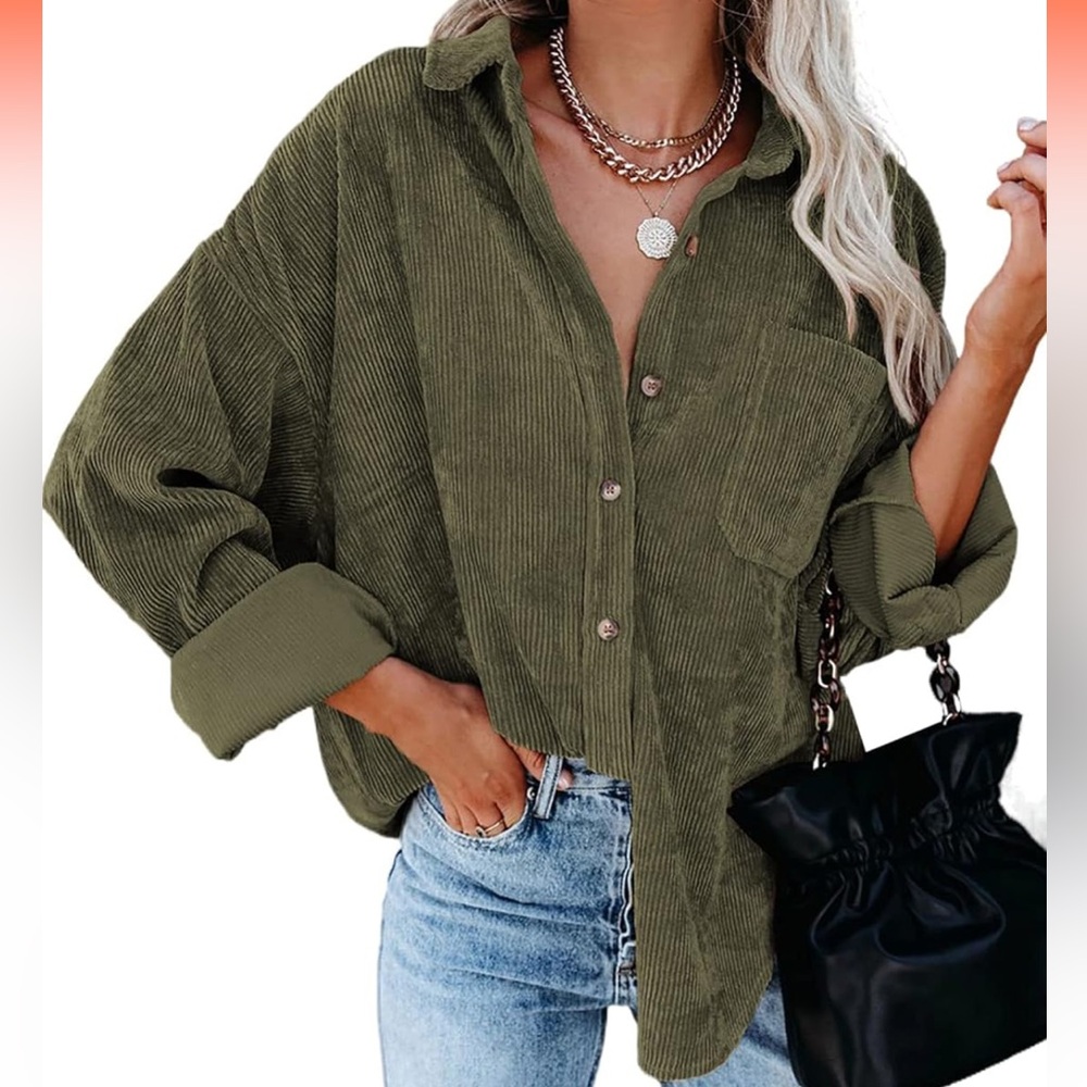 Green Corduroy Top
